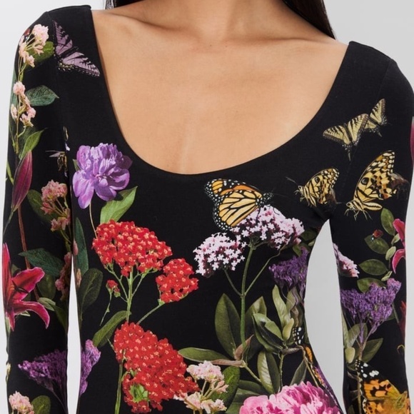 $395 Unworn Alice + Olivia Delora Floral Long Sleeve Body-Con Dress - Picture 14 of 14